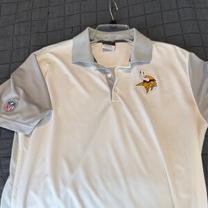 Nike White and Gray Men's Polo Shirt Vikings